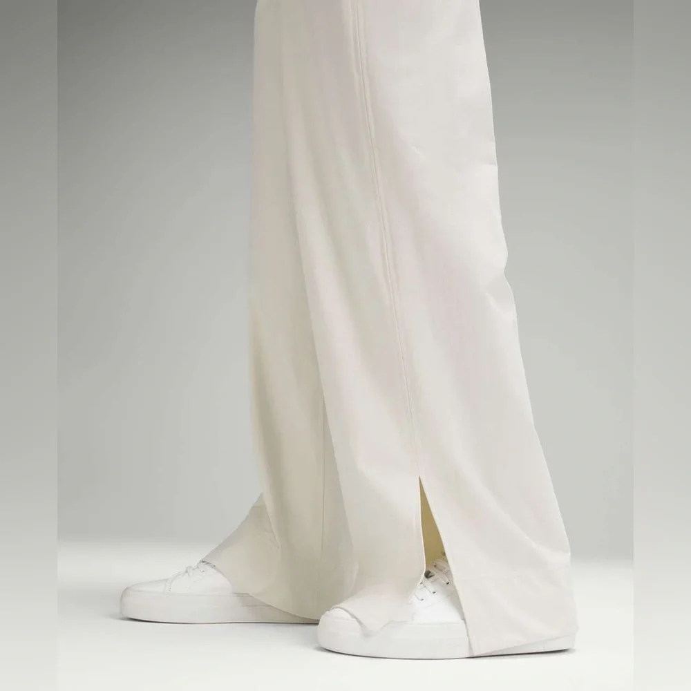 COPY 🍋 Lululemon Stretch Woven Wide-Leg High-Rise Pant, Bone, size L - Picture 4 of 14